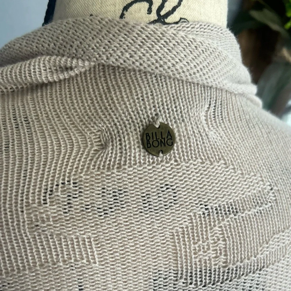 Billabong designer closet cardigan bohemian‎ fringe western oatmeal asymmetrical - Picture 5 of 11